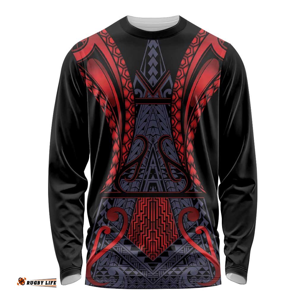 Custom New Zealand Long Sleeve Shirt Maori Kiwiana Pattern Tukutuku Motif LT9
