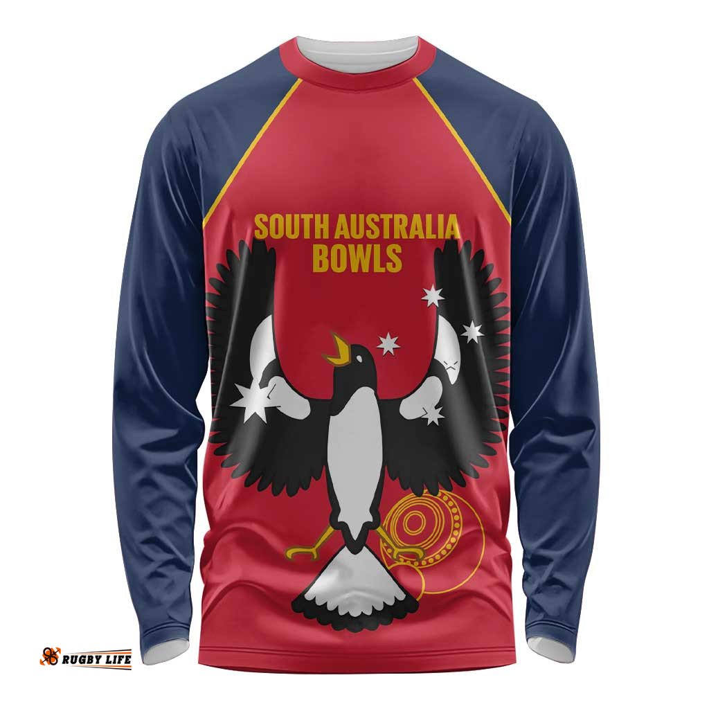 Custom South Australia Bowls Long Sleeve Shirt Go Champions SA Piping Shrike LT14