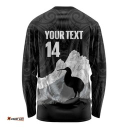 New Zealand South Island Football Custom Long Sleeve Shirt Aoraki Mount Cook With Kiwi Maori Pattern LT14