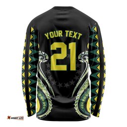 Custom Rugby Cook Islands Avaiki Long Sleeve Shirt Black Kuki Airani Tribal Maori Inspired LT9