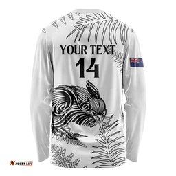Custom New Zealand Kiwi Football Long Sleeve Shirt Aotearoa Silver Fern LT14