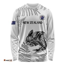 Custom New Zealand Kiwi Football Long Sleeve Shirt Aotearoa Silver Fern LT14