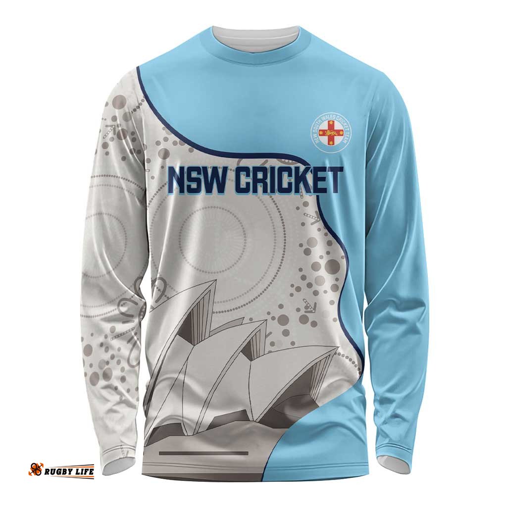 Custom New South Wales Cricket Long Sleeve Shirt Go NSW - Aboriginal Art LT14