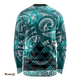 Matariki New Zealand Long Sleeve Shirt NZ Niho Taniwha Maori New Year Cyan Galaxy LT14