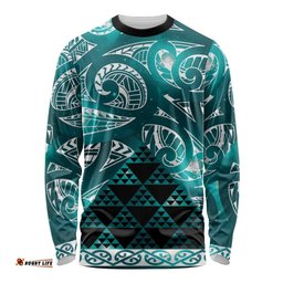 Matariki New Zealand Long Sleeve Shirt NZ Niho Taniwha Maori New Year Cyan Galaxy LT14