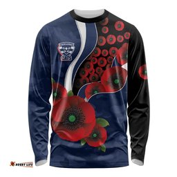 Geelong Cats ANZAC Personalised Long Sleeve Shirt Lest We Forget Poppy Camo LT9