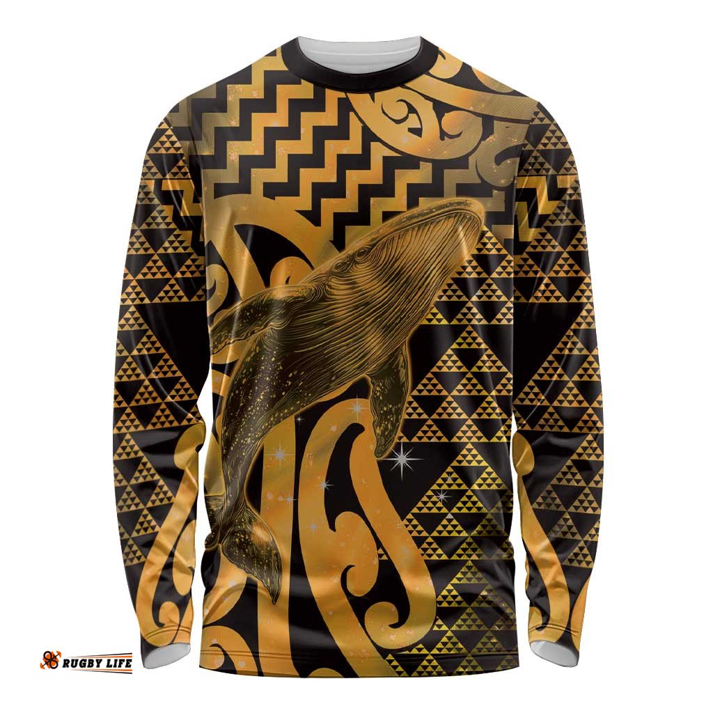 Humpback Whale Matariki New Zealand Long Sleeve Shirt NZ Maori Paikea Poutama Luxury Gold LT14