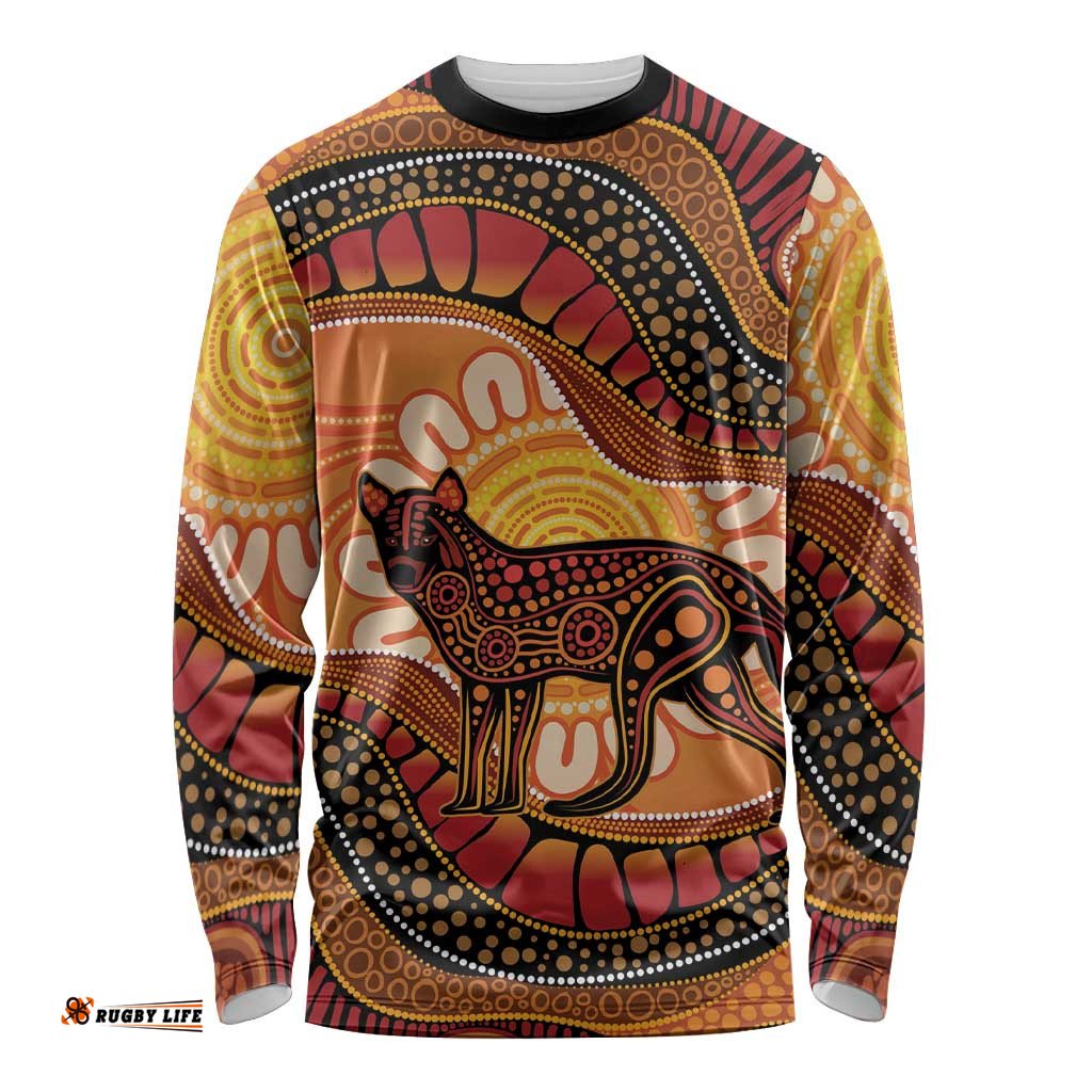 Indigenous Dingo Australia Long Sleeve Shirt Australian Aboriginal Art Proud LT14