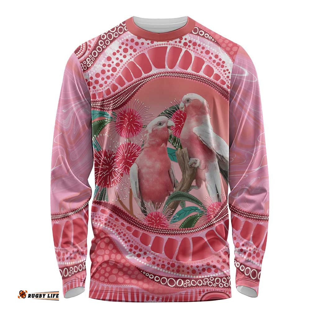 Indigenous Pink Galah Australia Long Sleeve Shirt Australian Hakea Aboriginal Art Proud LT14