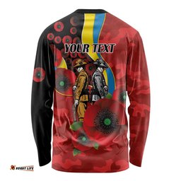 Gold Suns ANZAC Personalised Long Sleeve Shirt Lest We Forget Poppy Camo LT9