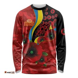 Gold Suns ANZAC Personalised Long Sleeve Shirt Lest We Forget Poppy Camo LT9