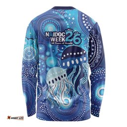 NAIDOC Deadly 50 Years Long Sleeve Shirt Jellyfish Aboriginal Culture Inspired Blue LT9