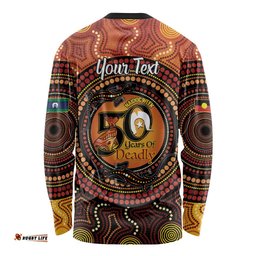 NAIDOC Week 2026 Personalised Long Sleeve Shirt 50 Years of Deadly Lizard Kangaroo Aboriginal Art LT14