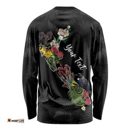 Kia Ora New Zealand Floral Personalized Long Sleeve Shirt Black LT7
