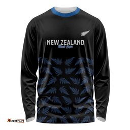 New Zealand Silver Fern Cricket Custom Long Sleeve Shirt Black Cap T20 Version LT14