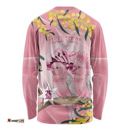 Personalised Galah Australia Day Long Sleeve Shirt 26th January Golden Wattle Pink Color LT14