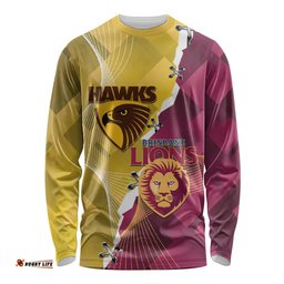 Personalised Hawks and Lions Inspired Long Sleeve Shirt Dynamic Style LT14