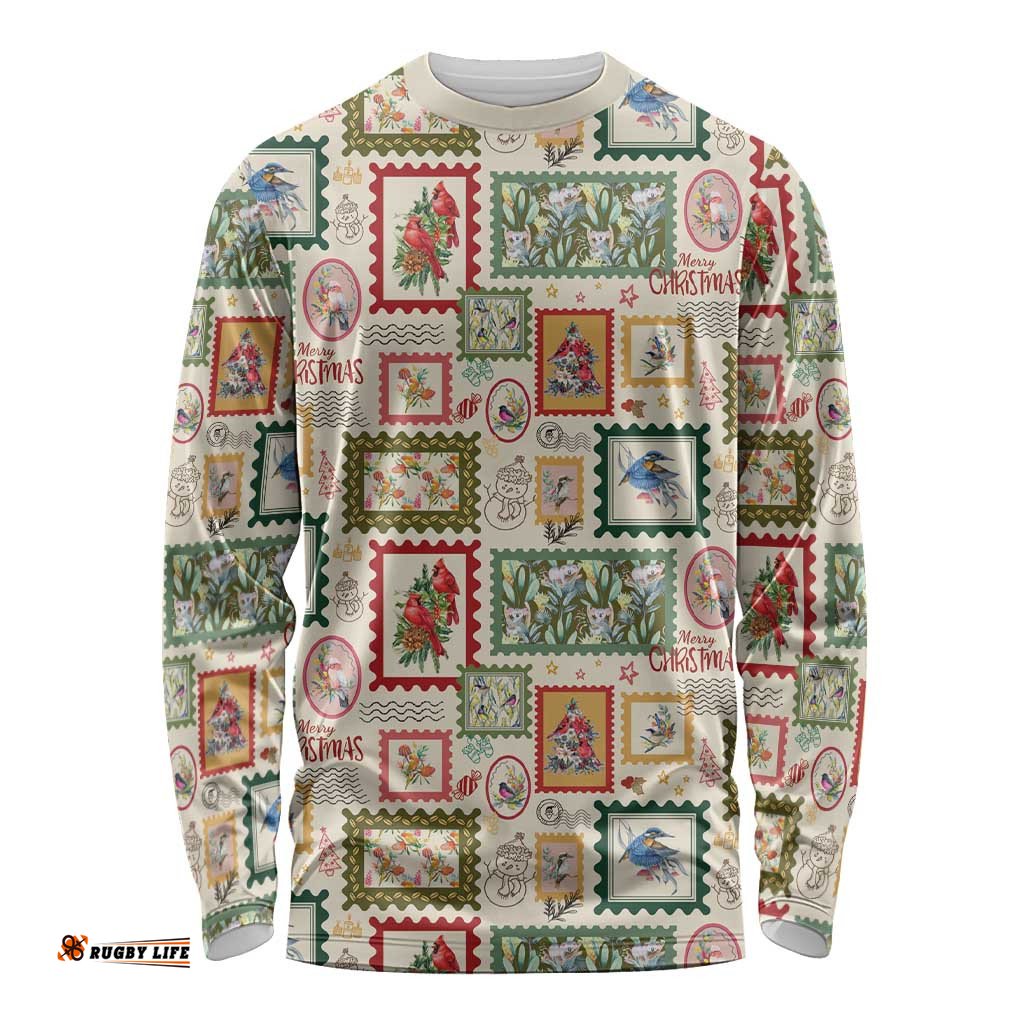 Aussie Birds Christmas La La Land Long Sleeve Shirt Beige Vintage Stamp Edition LT9