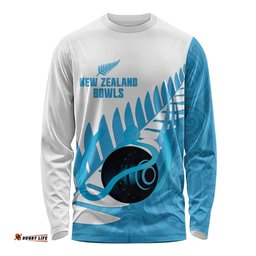 New Zealand Lawn Bowls Prostate Cancer Custom Long Sleeve Shirt Aotearoa Maori Silver Fern Blue Ribbon LT14