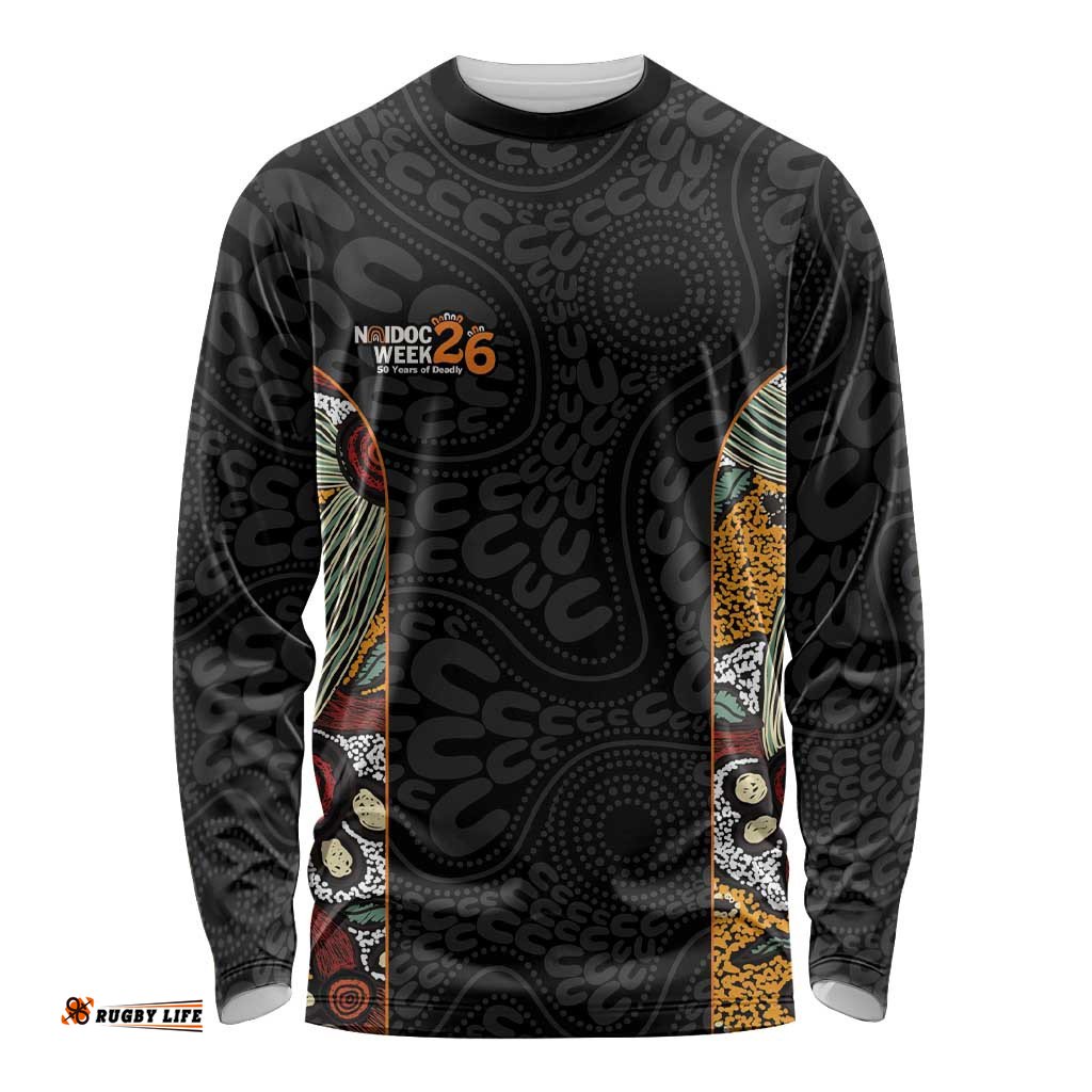 Personalised NAIDOC Deadly 50 Years Long Sleeve Shirt Minimalist Aboriginal Art LT9