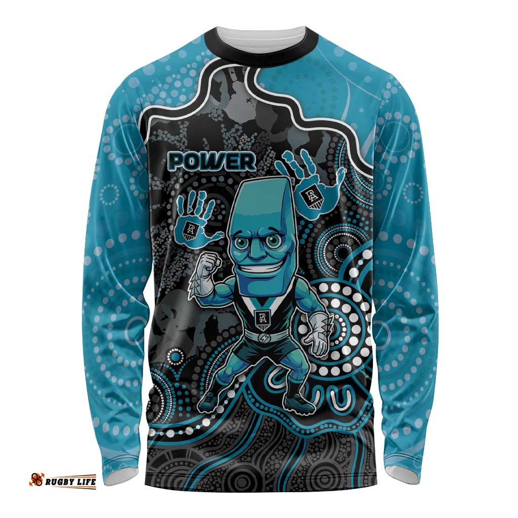 Custom Power Football Long Sleeve Shirt Aboriginal Dot Art Pattern DT05