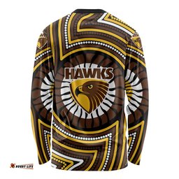 Hawthorn Hawks Long Sleeve Shirt Indigenous Monochrome Dot Art Mascot Style TS04