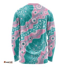 Hereditary Cancer Awareness Australia Indigenous Long Sleeve Shirt Pink and Teal LT7