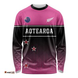 Custom New Zealand Women Cricket Long Sleeve Shirt Pink Simple Style LT05
