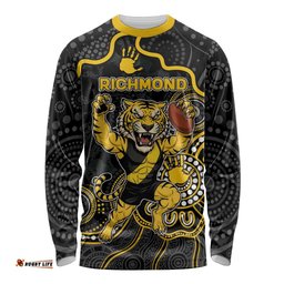 Custom Richmond Football Long Sleeve Shirt Aboriginal Dot Art Pattern DT05