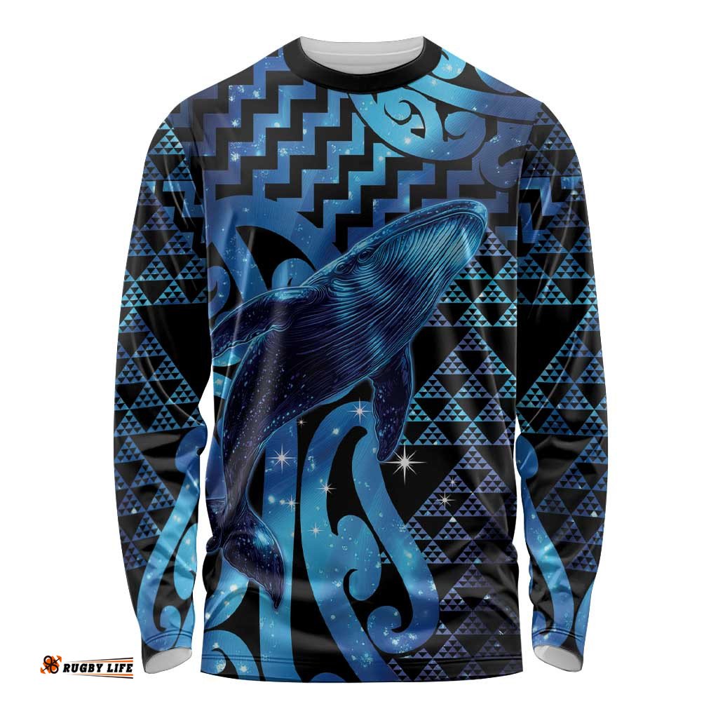 Humpback Whale Matariki New Zealand Long Sleeve Shirt NZ Maori Paikea Poutama Luxury Blue LT14
