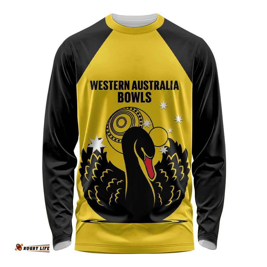 Custom Western Australia Bowls Long Sleeve Shirt Go Champions WA Black Swan LT14