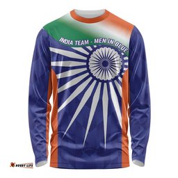 India Cricket Custom Long Sleeve Shirt Ashoka Chakra with Flag Style LT9