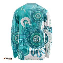 NAIDOC Week 2026 Long Sleeve Shirt 50 Years Deadly Dhari Cyan Aboriginal Art LT14