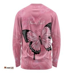 Personalised Australia Breast Cancer Awareness Long Sleeve Shirt Pink Ribbon Butterfly Opal Pattern LT14