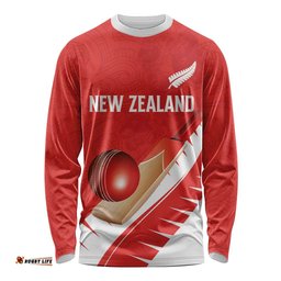 Custom New Zealand Cricket Long Sleeve Shirt Kiwi Birds Haka Dance Red Fern Sporty Style LT03