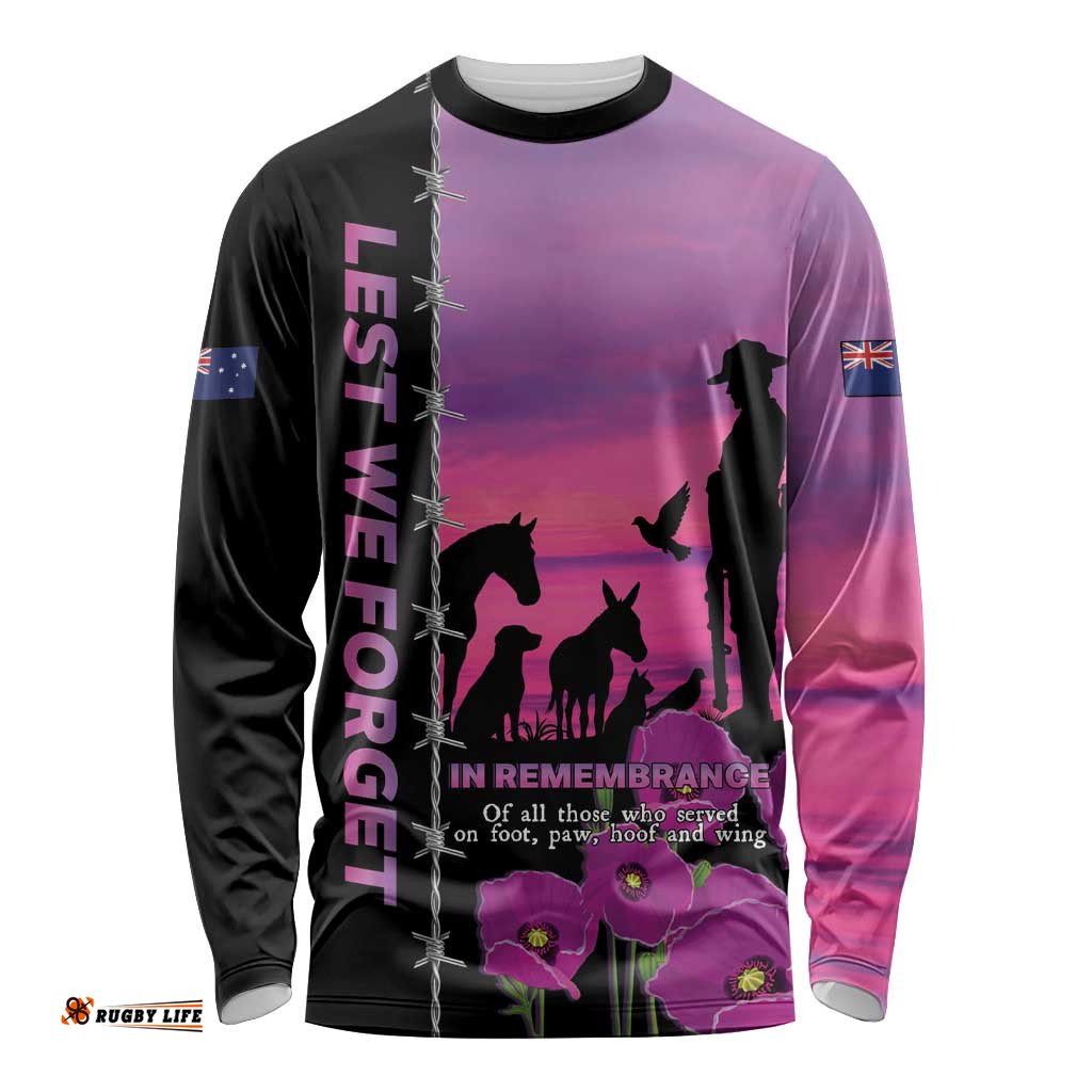 Personalised ANZAC War Animals Long Sleeve Shirt Lest We Forget Memorial LT15