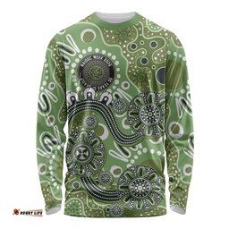 Personalised NAIDOC Week 50 Years Deadly Always Long Sleeve Shirt Green Aboriginal Artwork Dot Painting LT9