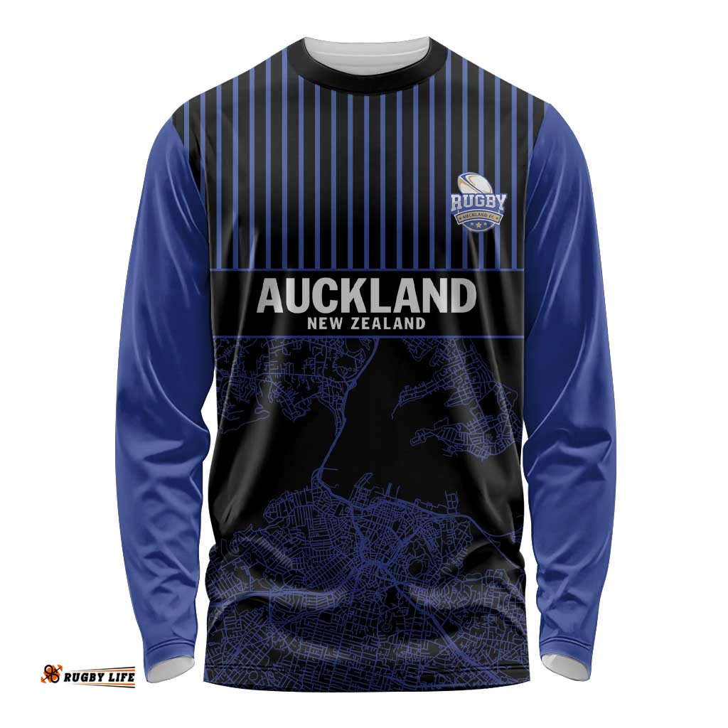 Custom Oceania Football NZ Auckland Long Sleeve Shirt Minimal City Map Style LT9