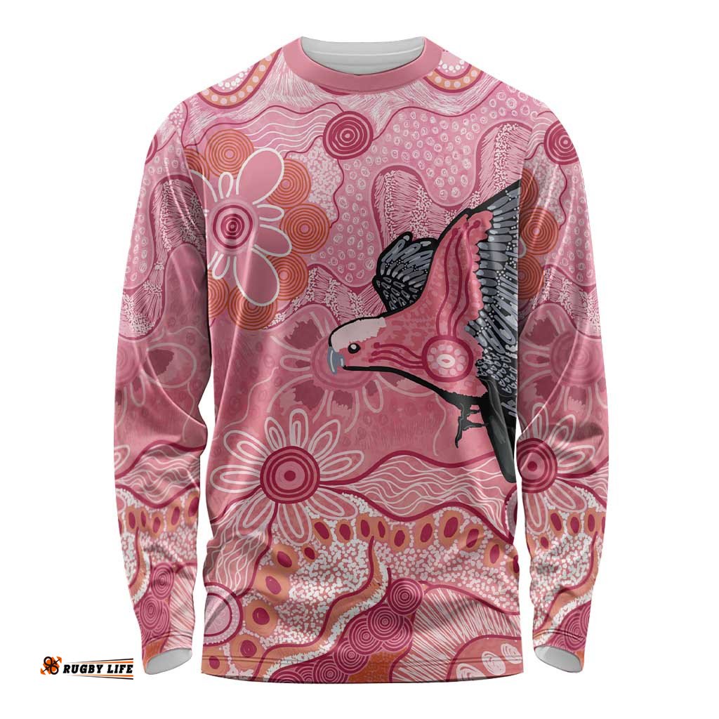 NAIDOC Week Aussie Indigenous Long Sleeve Shirt Aboriginal Galah Bird Contemporary Art LT7