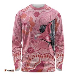 NAIDOC Week Aussie Indigenous Long Sleeve Shirt Aboriginal Galah Bird Contemporary Art LT7