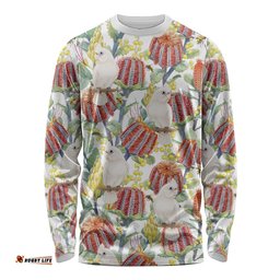Little Corella Australia Cockatoo Long Sleeve Shirt Cacatua Sanguinea Banksia Seamless White LT14