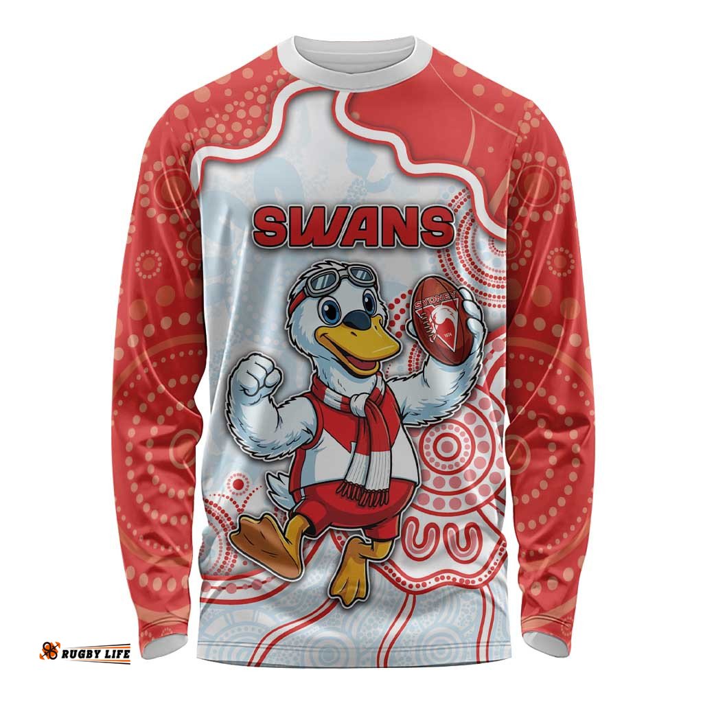 Custom Swans Football Long Sleeve Shirt Aboriginal Dot Art Pattern DT05