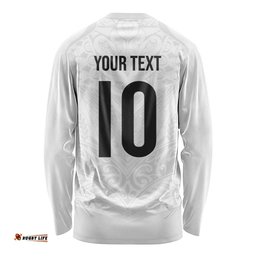 Custom New Zealand Football Long Sleeve Shirt The Whites-Sporty T90 Style LT03