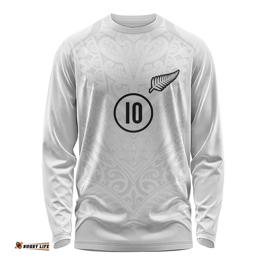 Custom New Zealand Football Long Sleeve Shirt The Whites-Sporty T90 Style LT03