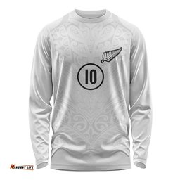 Custom New Zealand Football Long Sleeve Shirt The Whites-Sporty T90 Style LT03