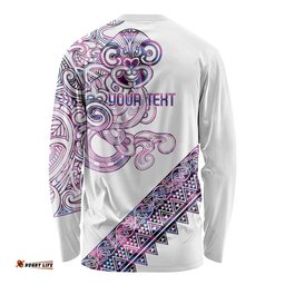 Mawhero Paua shell Kowhaiwhai Taniko Personalised Long Sleeve Shirt Taniwha Maori Tribal Style LT9