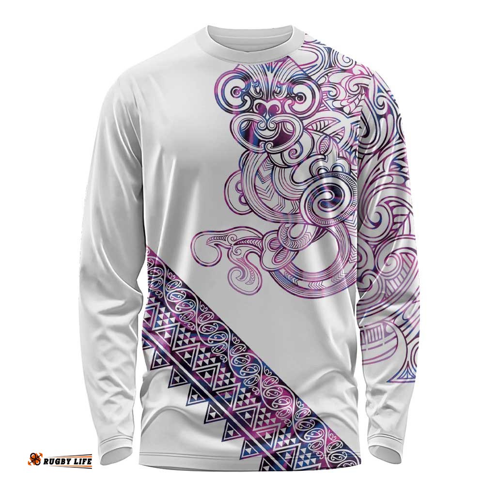 Mawhero Paua shell Kowhaiwhai Taniko Personalised Long Sleeve Shirt Taniwha Maori Tribal Style LT9