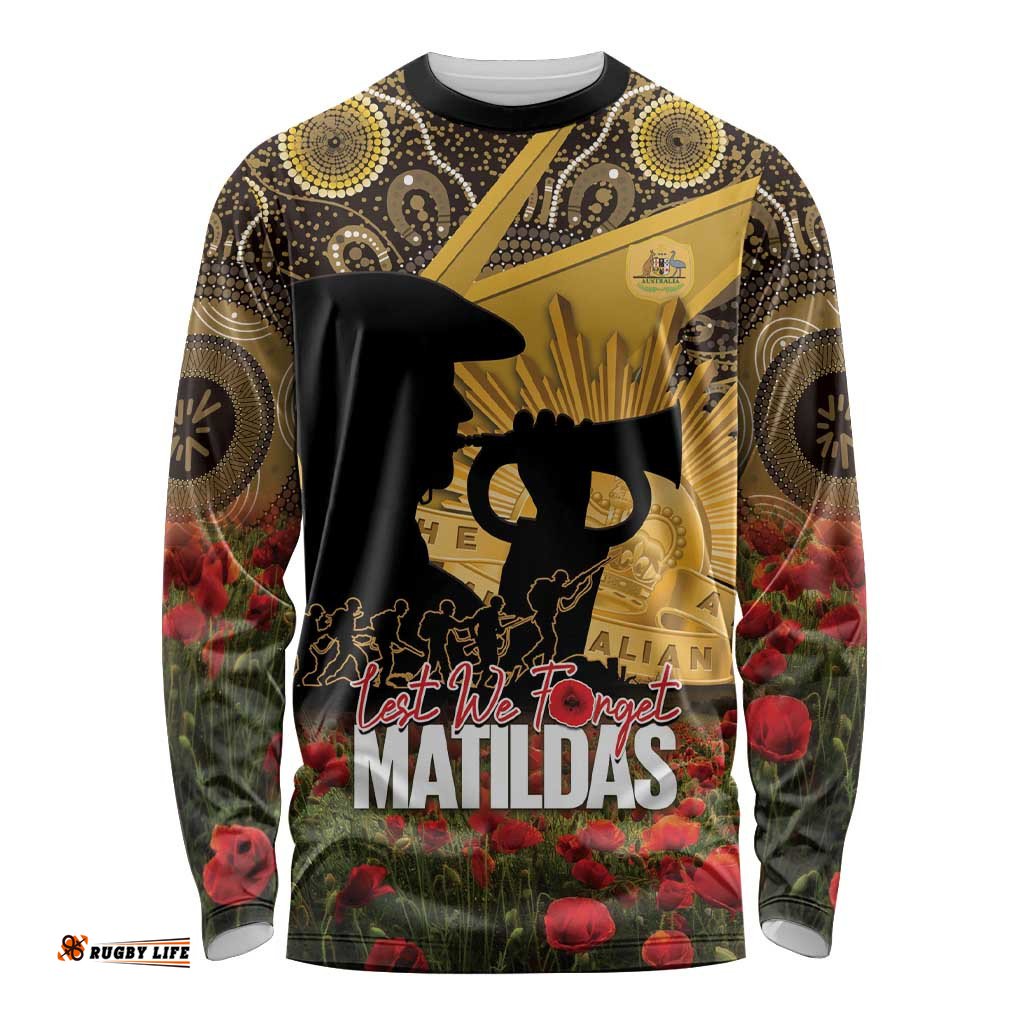 Personalised Australia Matildas ANZAC Day Long Sleeve Shirt Last Post Poppy Lest We Forget LT14