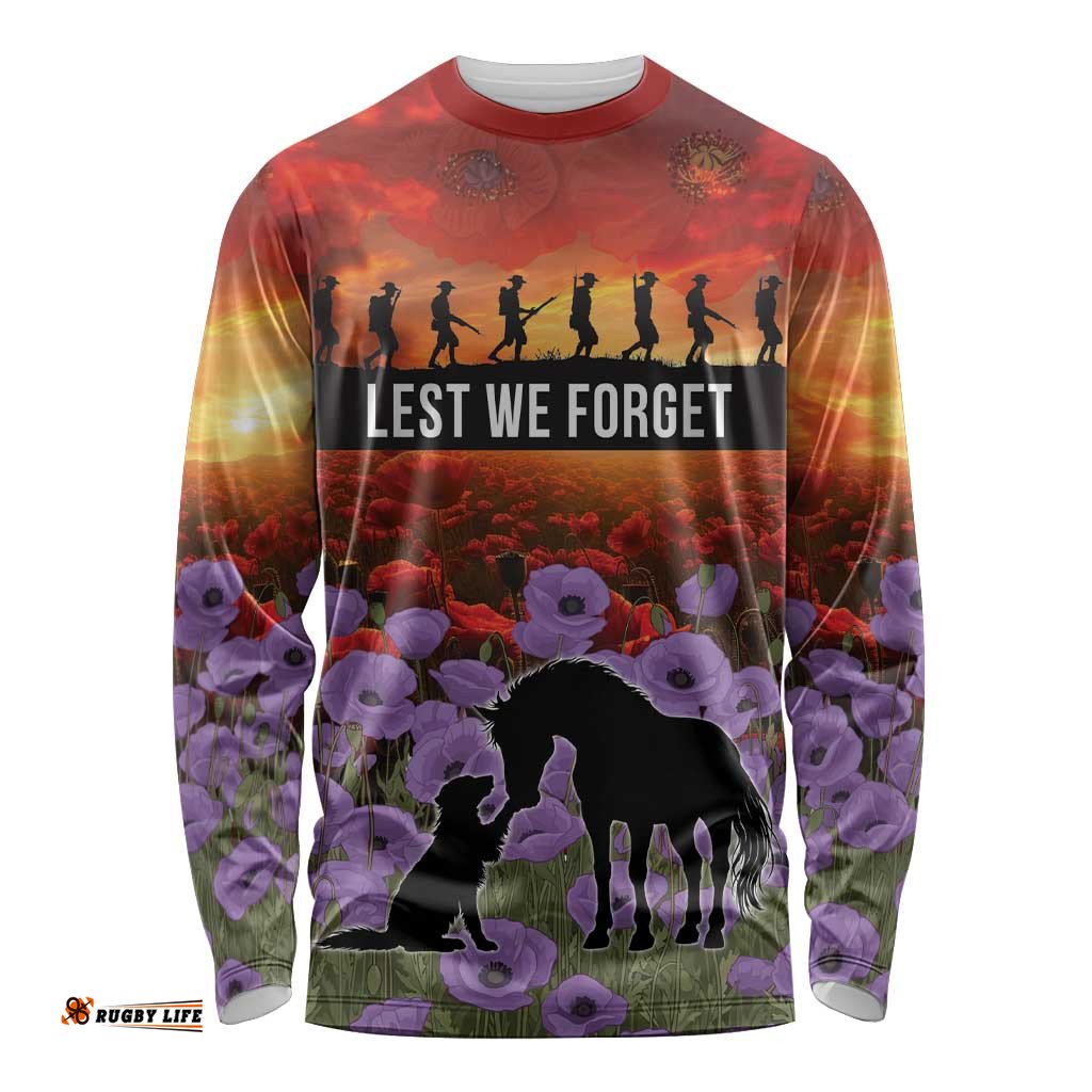 Personalised ANZAC Day Long Sleeve Shirt Remembering the Animals of War LT19