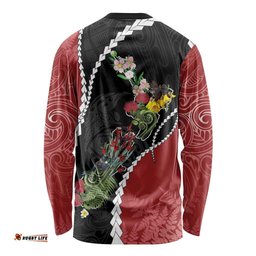 New Zealand Christmas Long Sleeve Shirt Flora Map with Birds LT7